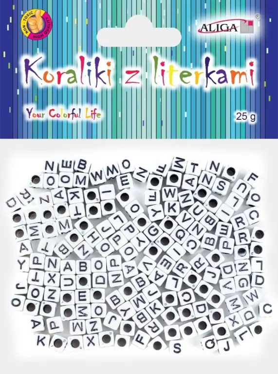 Koraliki plastikowe z literkami 6x6mm 25g - tantis.pl