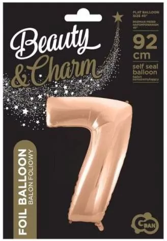 Balon foliowy B&C 7 różowo-złoty 92cm - tantis.pl