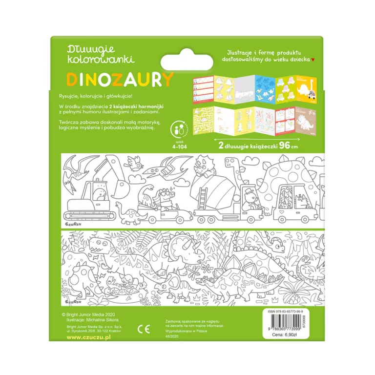 CzuCzu. Dinozaury. Dłuuugie kolorowanki - tantis.pl