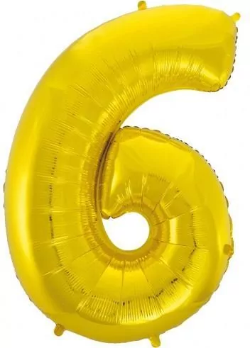 Balon foliowy cyfra 6, złota 92cm - tantis.pl