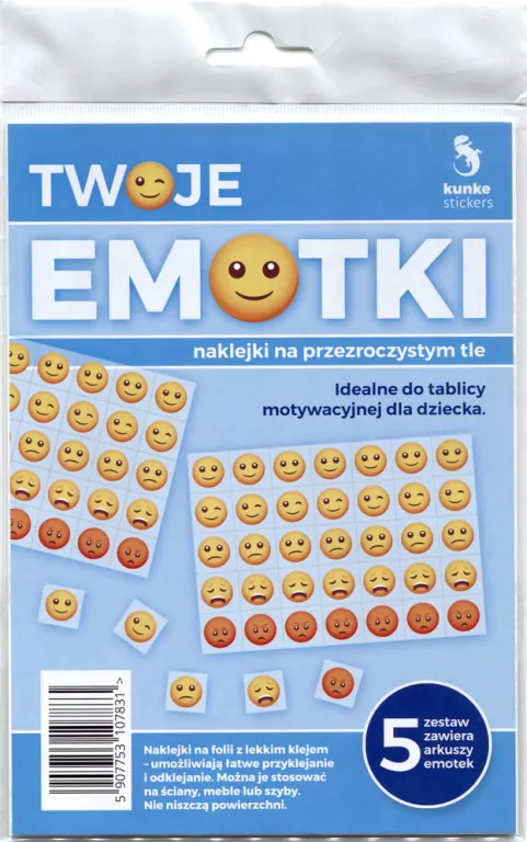 Naklejki przezroczyste emotki 5 szt - tantis.pl