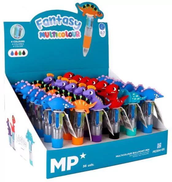 Długopis mini 4-kolorowy 0.7mm dinozaur (36szt) - tantis.pl