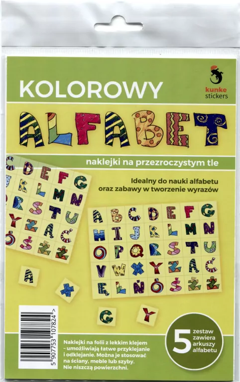 Naklejki kolorowy Alfabet 5 arkuszy - tantis.pl
