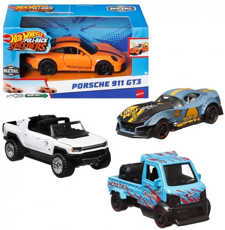Hot Wheels Pojazd z napędem pull-back mix (8szt) - tantis.pl
