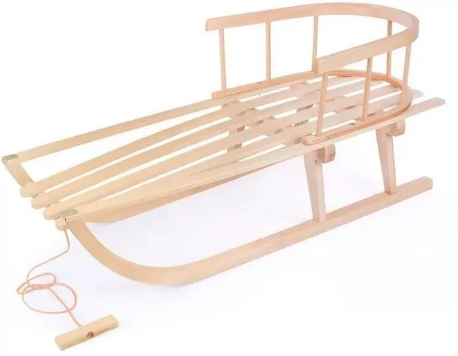 Sanki dla dziecka drewniane z oparciem i sznurkiem - tantis.pl