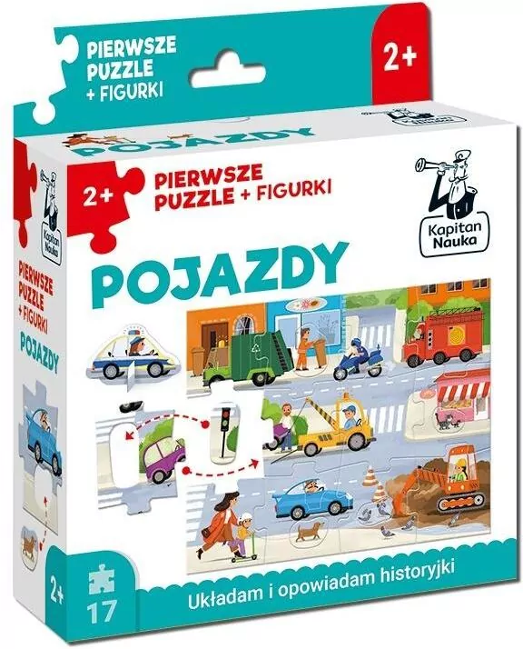 Pojazdy. Pierwsze puzzle + figurki. Kapitan Nauka - tantis.pl