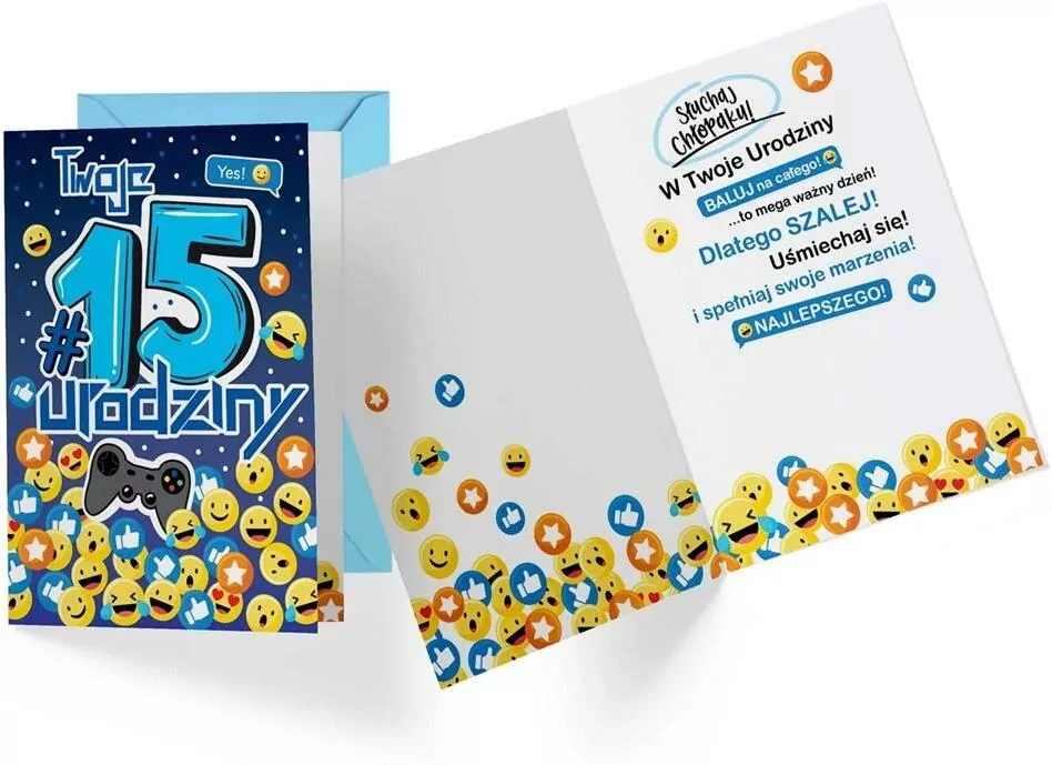Karnet PR-340 Urodziny 15 chłopiec - tantis.pl
