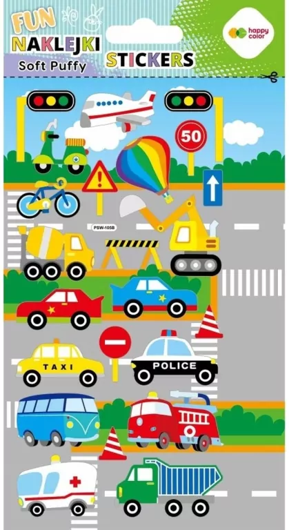Naklejki 3D Soft Puffy Cars 110x205 HAPPY COLOR - tantis.pl