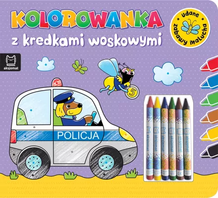 Kolorowanka z kredkami woskowymi. Udane zabawy malucha