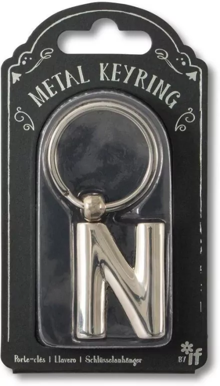 Silver Letter Keyring - brelok do kluczy litera N - tantis.pl