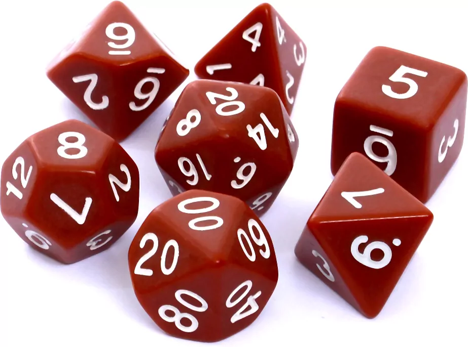 Komplet kości RPG. Brązowe. Matowe. REBEL - tantis.pl