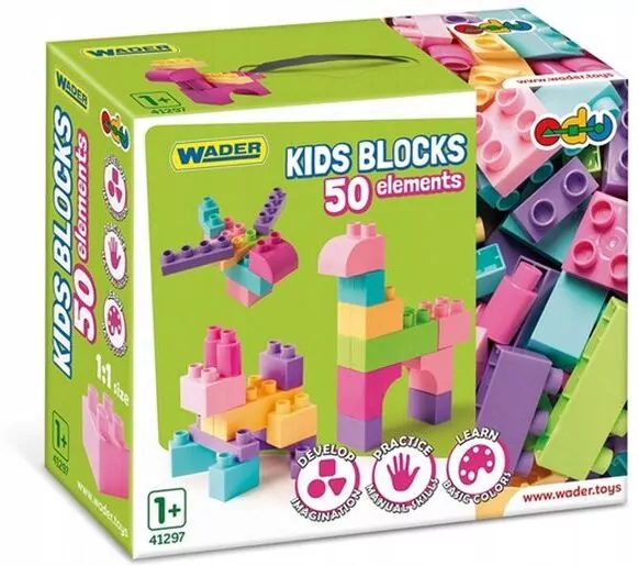 Kids Blocks. Klocki różowo-fioletowe. 50 elementów - tantis.pl