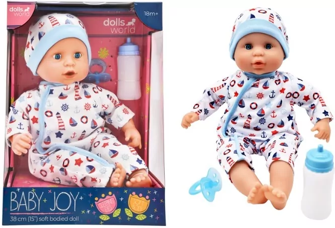 Dolls World Lalka Baby Joy 38cm ubranko białe - tantis.pl