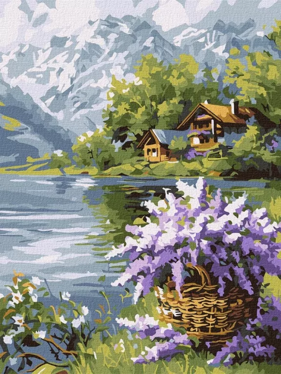 Malowanie po numerach - Liliowy kosz 30x40cm - tantis.pl