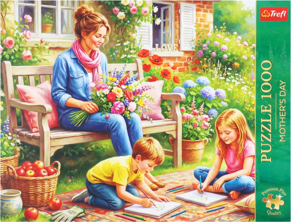 Puzzle 1000 Mother's Day: Rodzina w ogrodzie TREFL - tantis.pl