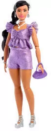 Barbie Deluxe Style Lalka Fioletowy top i szorty - tantis.pl