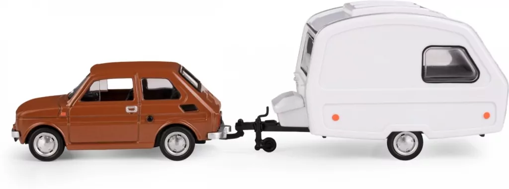 Fiat 126p + przyczepa Niewiadów Kemping brązowy - tantis.pl