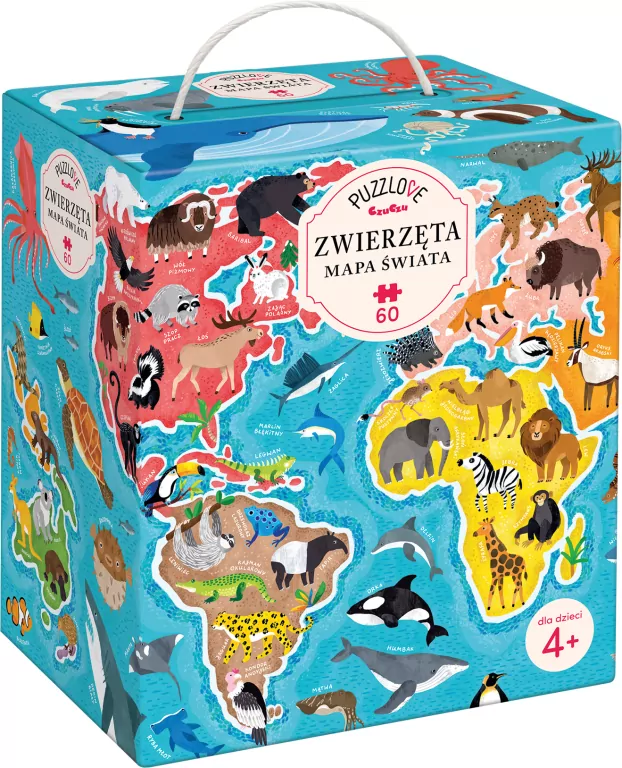CzuCzu. Puzzlove. Zwierzęta Mapa Świata 60 - tantis.pl