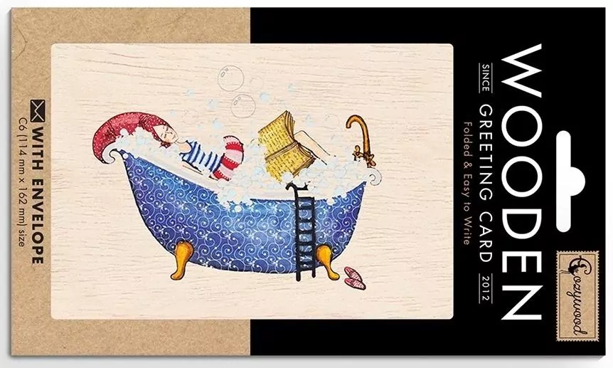 Karnet drewniany C6 + koperta Kobieta w kąpieli - tantis.pl