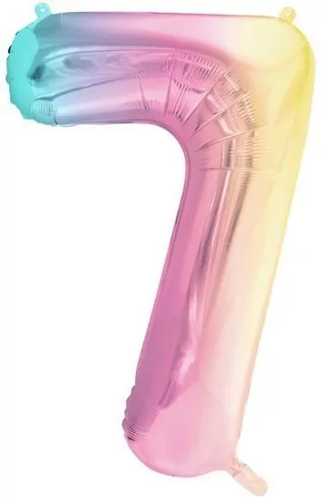 Balon foliowy cyfra 7 86cm pastel tęczowy - tantis.pl
