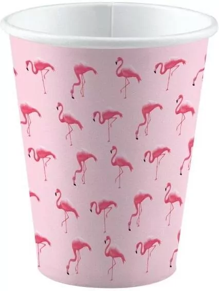 Kubki papierowe flamingi 250ml 8szt - tantis.pl