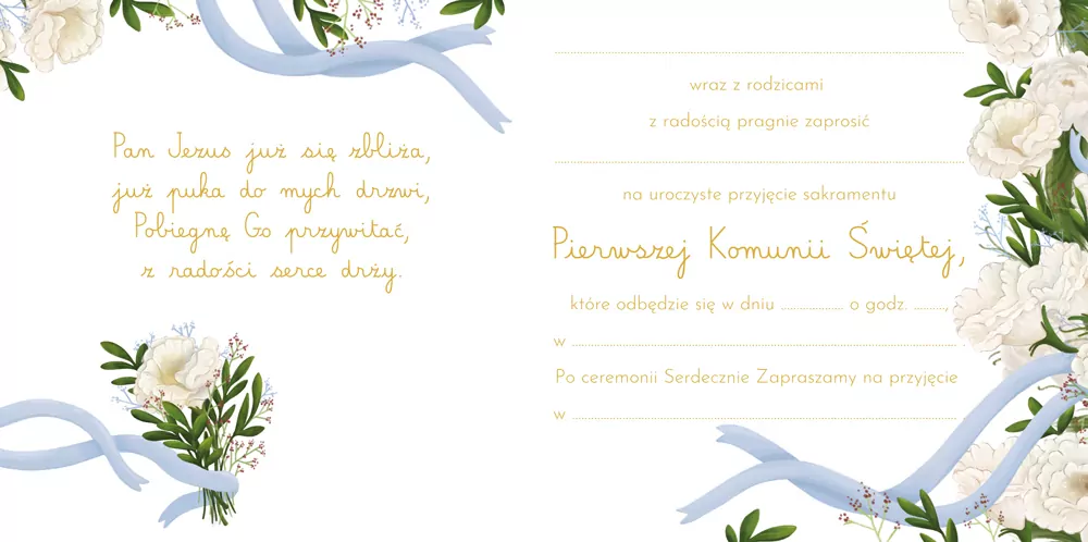Zaproszenie - Komunia wianuszek - tantis.pl