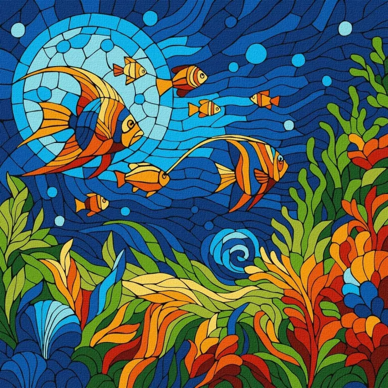 Malowanie po numerach - Witraż. Morski świat 30x30 - tantis.pl