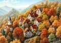 Mozaika diamentowa 5D - Górskie miasteczko 40x30cm - tantis.pl