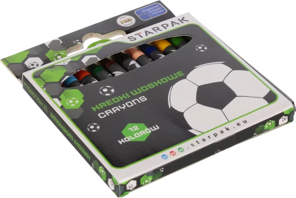 Kredki woskowe 12 kolorów Football - tantis.pl