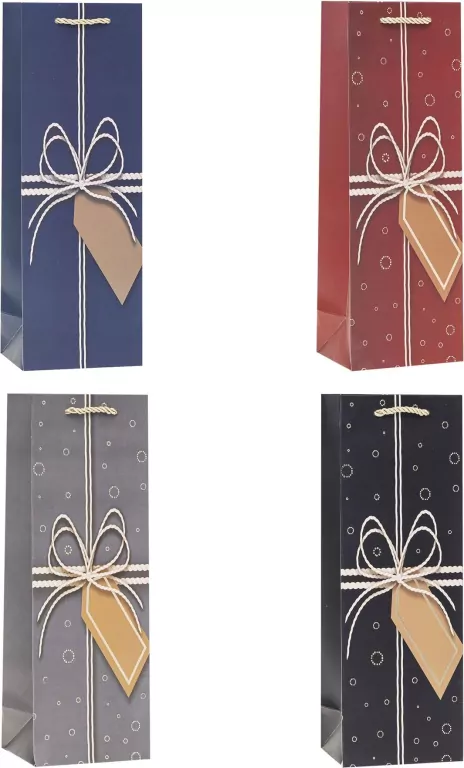 Torebka ozdobna na butelkę 12x35x9cm mix ROZETTE. 1 sztuka - tantis.pl