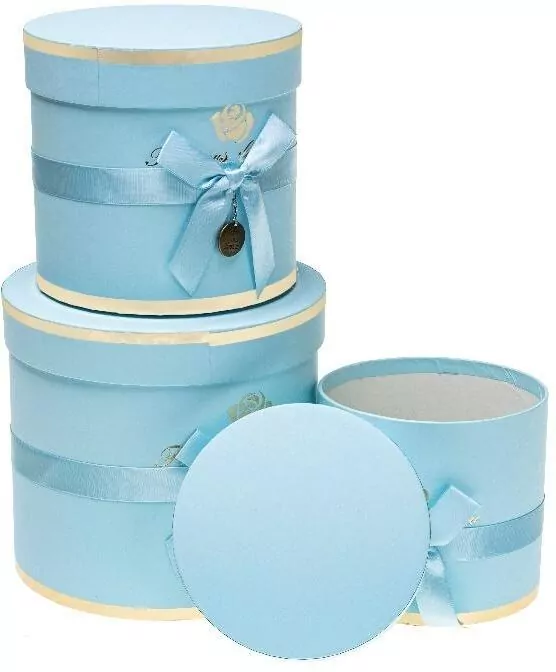 Pudełko Flower Box z kokardą niebiesk ROZETTE - tantis.pl