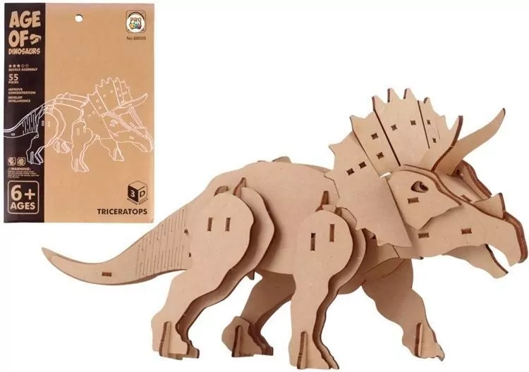 Puzzle drewniane 3D Dinozaur Triceratops - tantis.pl
