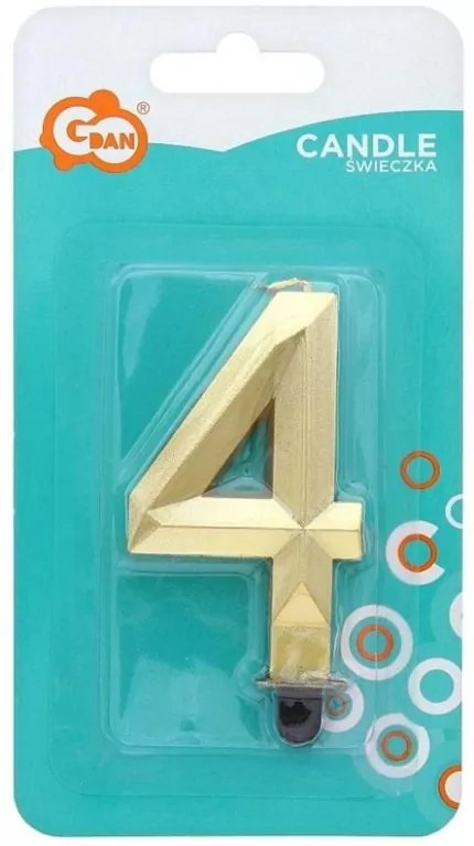 Świeczka Cyfra 4 Diament 7.6cm - tantis.pl