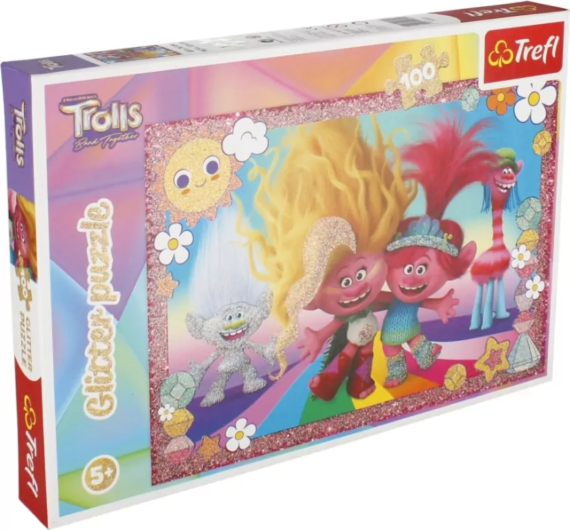 Puzzle 100 Glitter. Błyszczące Trolle - tantis.pl