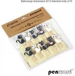 Dekoracja drewniana klamerki koty
