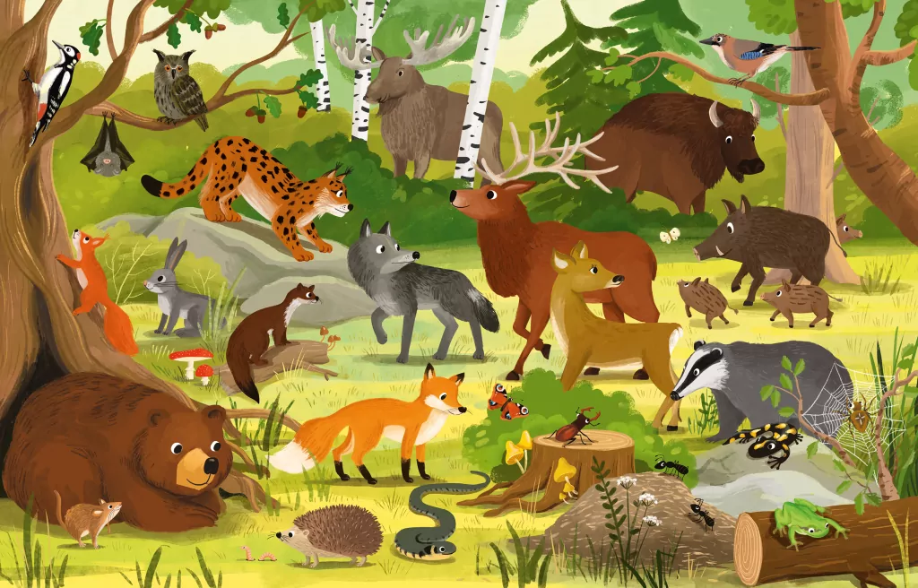 Zwierzęta lasu. Puzzle interaktywne Kakadu - tantis.pl