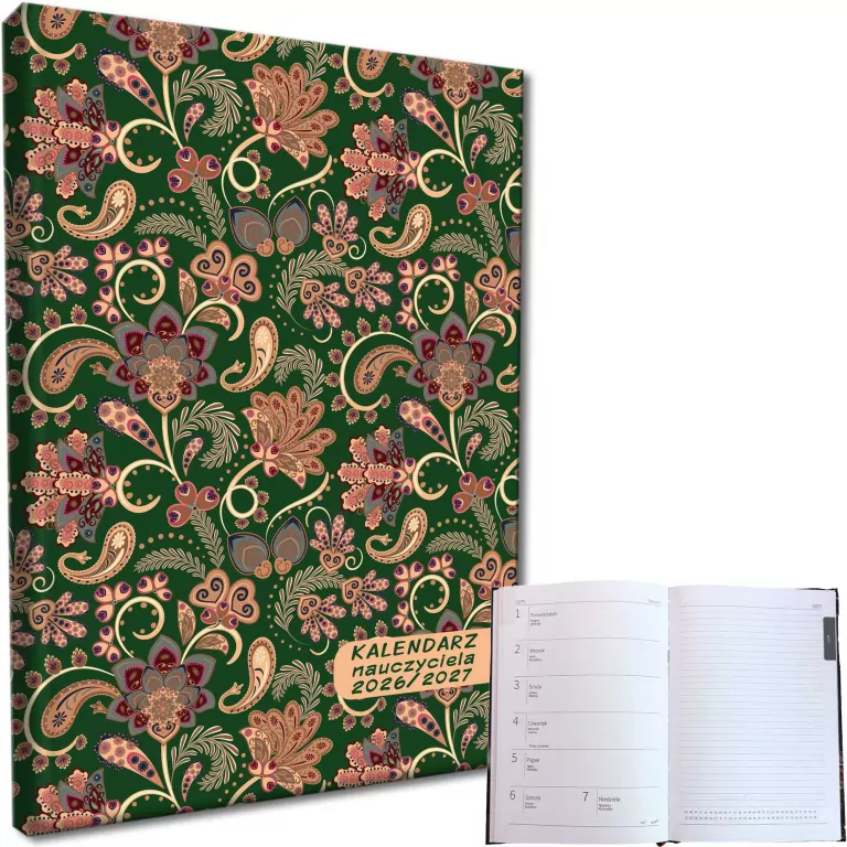 Kalendarz nauczyciela 2026/27 A5 tyg Paisley Green - tantis.pl