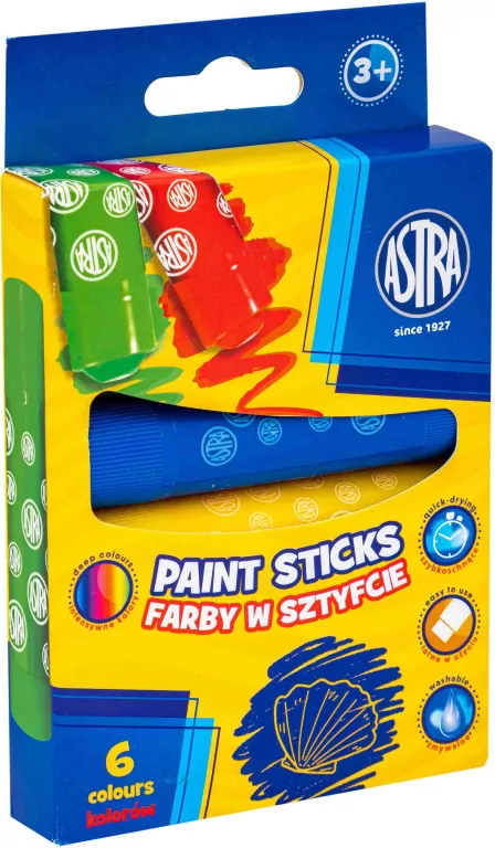 Farby w sztyfcie okrągłe Jumbo 6kol ASTRA - tantis.pl