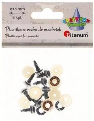 Oczy do maskotek plastikowe 10mm z mocowaniem 8szt - tantis.pl