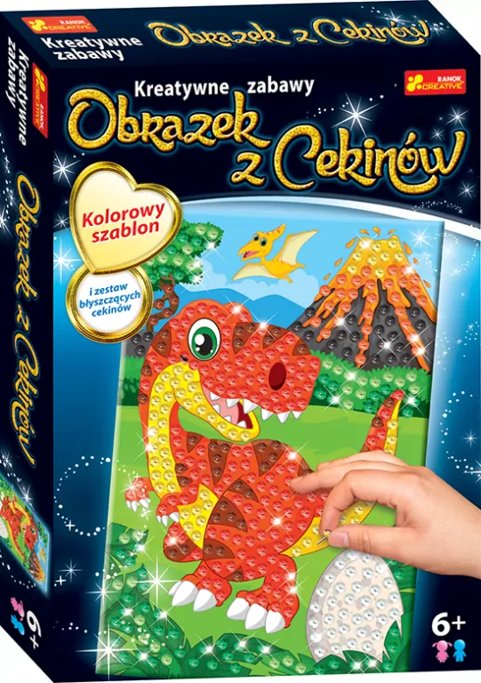 Obrazek z cekinów. Dinozaur Trex - tantis.pl