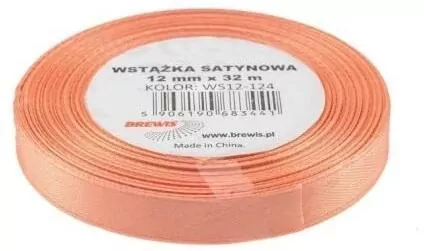 Wstążka satynowa, łososiowa 12mmx32m - tantis.pl