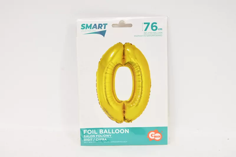 Balon foliowy 76cm. Cyfra 0 złota - tantis.pl