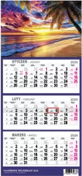 Kalendarz 2026 trójdzielny mały Plaża