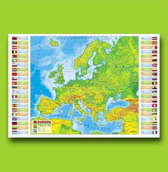 Podkład na biurko oklejany Europa fizyczna - tantis.pl