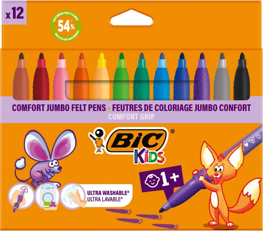BIC. Flamastry Kids Comford Jumbo, 12 kolorów - tantis.pl