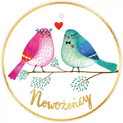 Karnet KW koperta z kółkiem Ślub Ptaki - tantis.pl