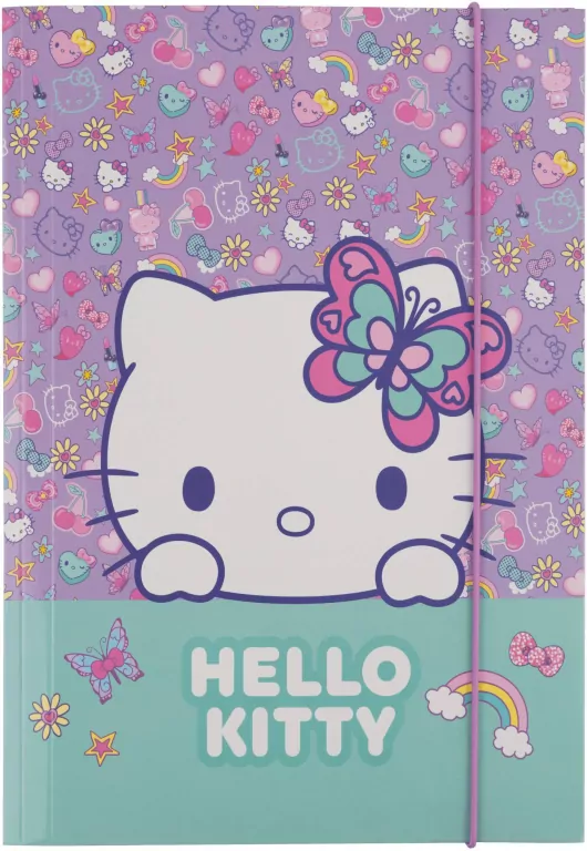 Teczka kartonowa z gumką A4 Hello Kitty pink wzór 1 - tantis.pl