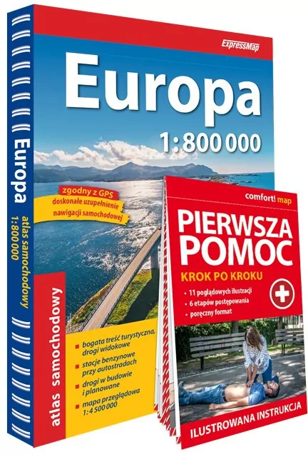 Europa Atlas Samochodowy+pierwsza pomoc 1:800 000 - tantis.pl