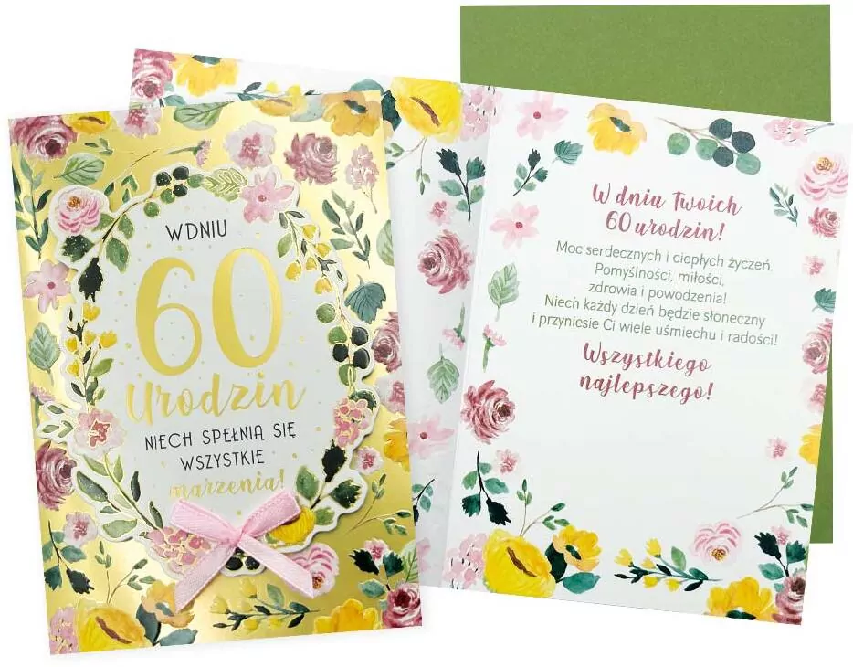 Karnet B6 Urodziny 60 (kwiaty) - tantis.pl