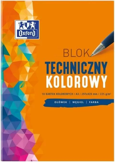 Blok techniczny A3/10K 225g kolor  OXFORD - tantis.pl